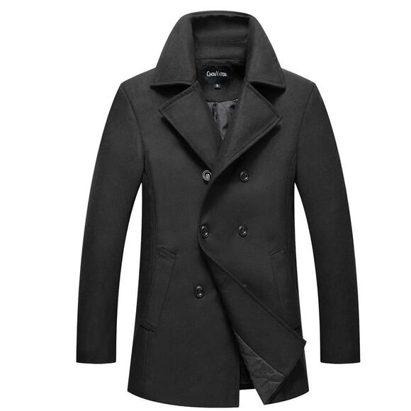 Chouyatou Other - Chouyatou Men's Black Wool Blend Pea Coat - Size XS